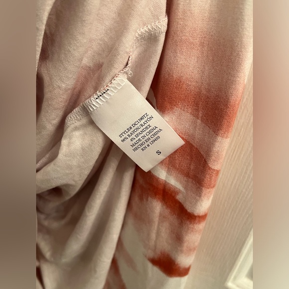 Size small rust red orange acid wash tie dye flowy sleeveless dress w/ pockets - Picture 5 of 6